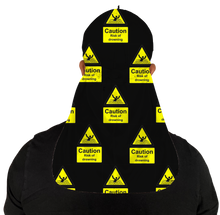  Caution Risk of Drowning Black Silky Durag
