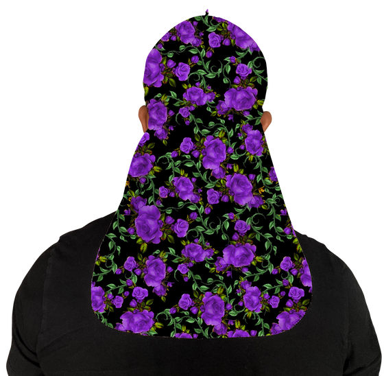 Purple Floral Silky Durag