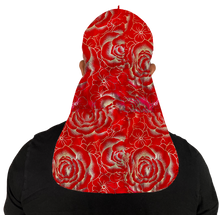  Red & Gold Rose Print Silky Durag